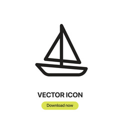 Leinwandbilder - Sailboat icon vector. Linear-style sign for mobile concept and web design. Sailboat symbol illustration. Pixel vector graphics - Vector.	