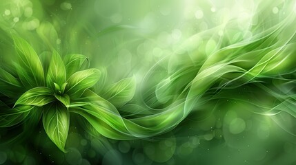 Wall Mural -   A green flower is the focal point of a blurry background, lit by bokeh lights behind it