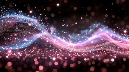 Wall Mural -   A clear picture of two pink-blue waves against a black backdrop