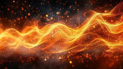 Wall Mural -   The image shows an orange and yellow background blurred with a wave of light radiating from the center, while another wave of orange and yellow light emanates from the top