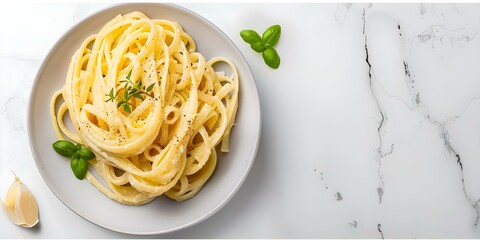 Wall Mural - Isolated background of cacio e pepe pasta dish simple and classic. Concept food photography, cacio e pepe, pasta dish, simplicity, classic recipe