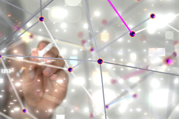 neural network 3d illustration. big data and cybersecurity - 3d