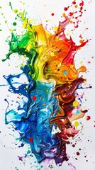 Wall Mural - Abstract image of vibrant colors mixing and splattering, creating a sense of motion and energy. The paint splashes create a dynamic and visually appealing composition