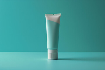 Wall Mural - Detailed shot of an anti-itch ointment tube next to a bite, set against a minimalist background,