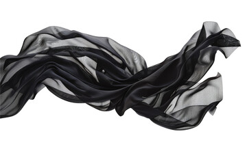 Wall Mural - Floating elegant black fabric isolated on transparent or white background