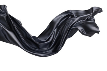 Wall Mural - Floating elegant black fabric isolated on transparent or white background