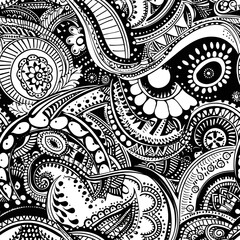 Aufkleber - Creating a black and white floral motif seamless pattern