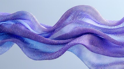 Wall Mural -   A painting of a blue-purple wave with white dots above and below it