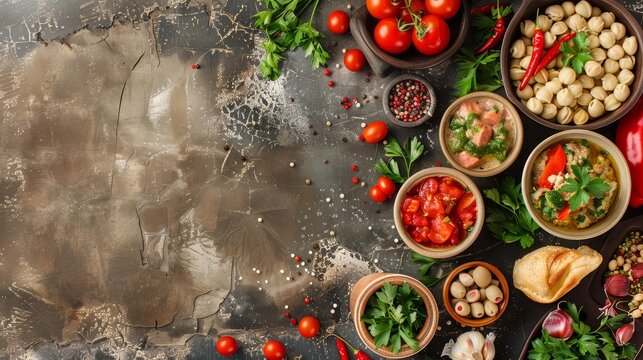 Bright and Appetizing Syrian Cuisine Background with Copy Space for Advertising,Branding,and Culinary Promotion