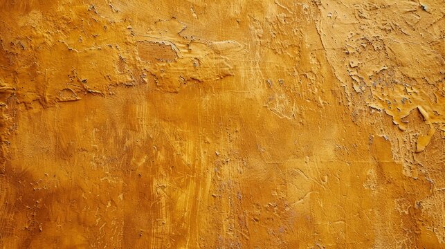 Closeup of the rich,smooth texture of brilliant ochre paint on an empty wall,showcasing its warm,earthy tones and minimalist,abstract design.