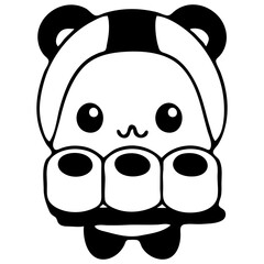 Wall Mural - A cute black and white panda bear character with large eyes and a simple, minimalist design