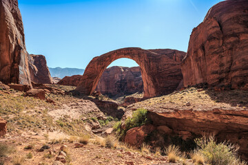 Expansive view of the Rainbow Bridge, Rainbow Bridge National Monument, Lake Powell, Utah