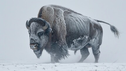 Bison in a Winter Wonderland