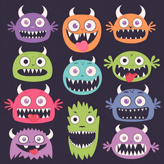 Wall Mural - monster icons