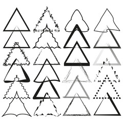 Wall Mural - Abstract triangles vector. Black and white. Various outline designs. Simple geometric shapes.