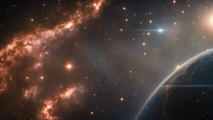 earth rotates in space with stars 4k hdr