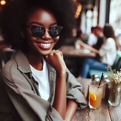 woman drinking cocktail