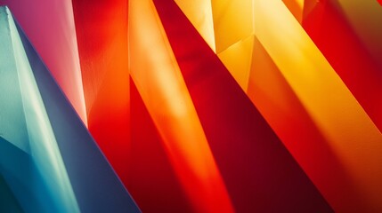 Wall Mural - Dynamic Geometric Abstraction in Vibrant Colors Backlit with Artistic Color Grading