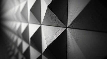 Wall Mural - Abstract Geometric Poster in Monochrome with Soft Light and Shadows Close-Up