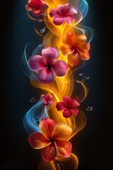 Wall Mural - Abstract Flower Design With Golden Banner