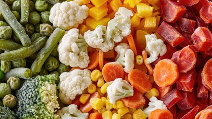 Mixed frozen vegetables for healthy cooking and snacking