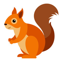  cute, orange squirrel illustration with a bushy tail and alert posture.