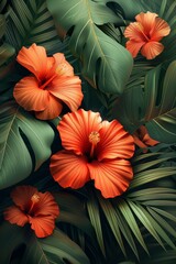 Wall Mural - Tropical Hibiscus Flowers
