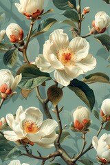 Wall Mural - Elegant White Flower Branch
