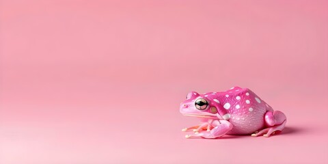 Wall Mural - Pepe with pink polka dots on a vibrant pink and cream backdrop. Concept Backdrop Design, Props Selection, Color Coordination, Photoshoot Planning, Creative Direction