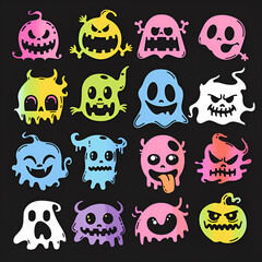 Wall Mural - fun monster icons