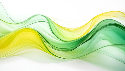 Wall Mural - abstract green and yellow wavy lines on white background