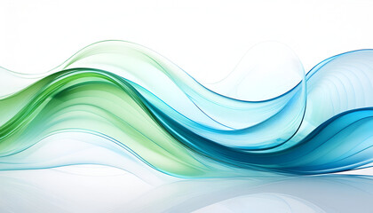 Wall Mural - abstract green and blue waves on white background