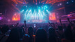© S.Jirut - A vibrant scene at a K-pop concert with a back of Korean fans cheering enthusiastically
