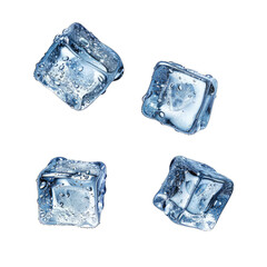 Wall Mural - Cool Refreshing Ice Cubes With Water Drops , Showcasing Crystal Clarity and Frosty Textures.. Isolated on a Transparent Background. Cutout PNG.