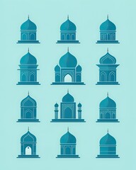 Canvas Print - mosque blue color icon. masjid blue icon