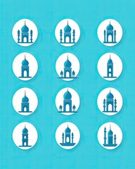 Wall Mural - Set of Ramadan Essentials Illustration. Ramadan Illustration. Islamic Ramadan Illustration.