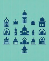 Canvas Print - set ramadan kareem Icon Vector. set of islamic icons vector image.