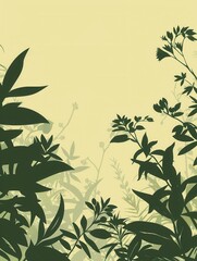 Aufkleber - Silhouettes of various leaves and flowers on a light background, creating a modern and eco-friendly design perfect for green stores. Generative AI