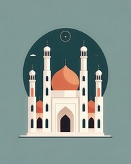 Wall Mural - mosque red icon. symbol. ornament. element. minaret. illustration of a red mosque. dome. cupola. church. worship place. Holy. Muslim. icon set. church of the holy trinity. cathedral icon. landmarks 