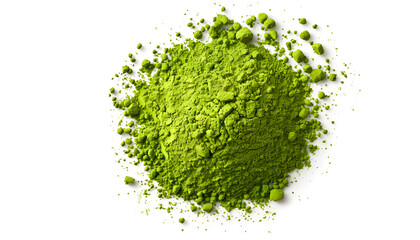 Canvas Print - Pile of green matcha powder isolated on white, top view