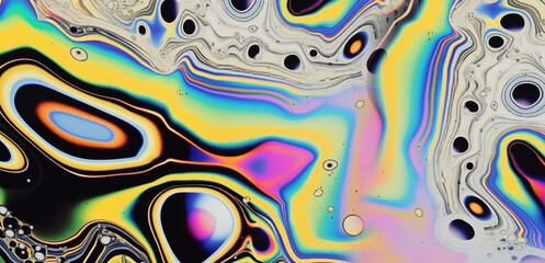 Wall Mural - Close-up of holographic gasoline stains. Conceptual abstract illustration of toxic chemicals.