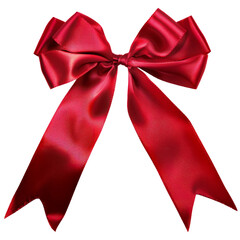 Wall Mural - Elegant Red Satin Ribbon Bow for Gift Wrapping and Decorative Purposes cut out png on transparent background