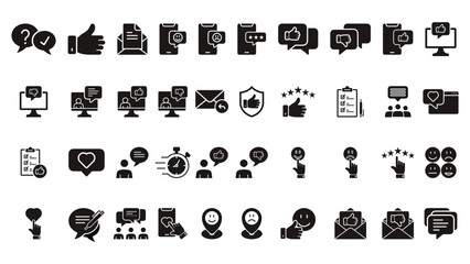 feedback icon collection template solid vector design illustration in trendy style