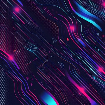 Abstract background with glowing neon lines, futuristic technology concept. Design for wallpaper, banner, poster.