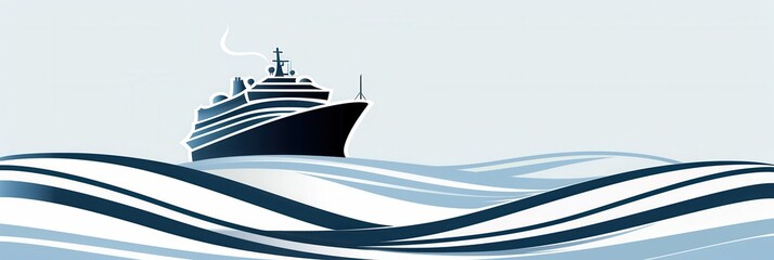 Poster - A minimalist and elegant image showcasing a sailboat silhouette on calm ocean waters. Perfect for representing sea travel and yachting companies. Generative AI