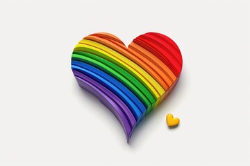 Poster - Rainbow colored heart with small yellow heart