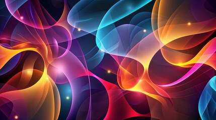 Wall Mural - Vivid Abstract Background. Colorful Flowing Lines and Glowing Particles