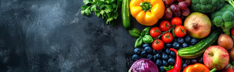 Wall Mural - Colorful assorted vegetables on dark background