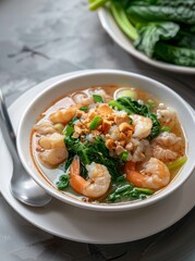 Canvas Print - Sauced with pork and kale, fried flat noodles