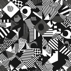 Sticker - Smooth pattern with textured geometric shapes. Monochrome texture. Good design.